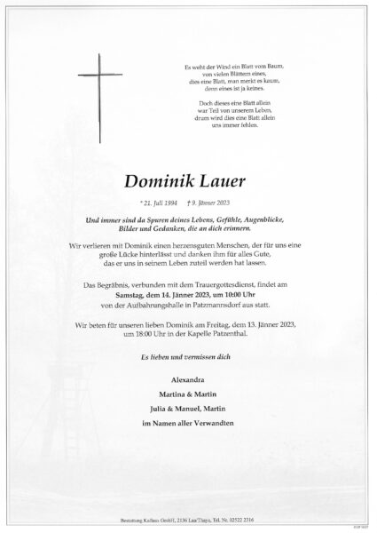 Dominik Lauer Bestattung Kallaus