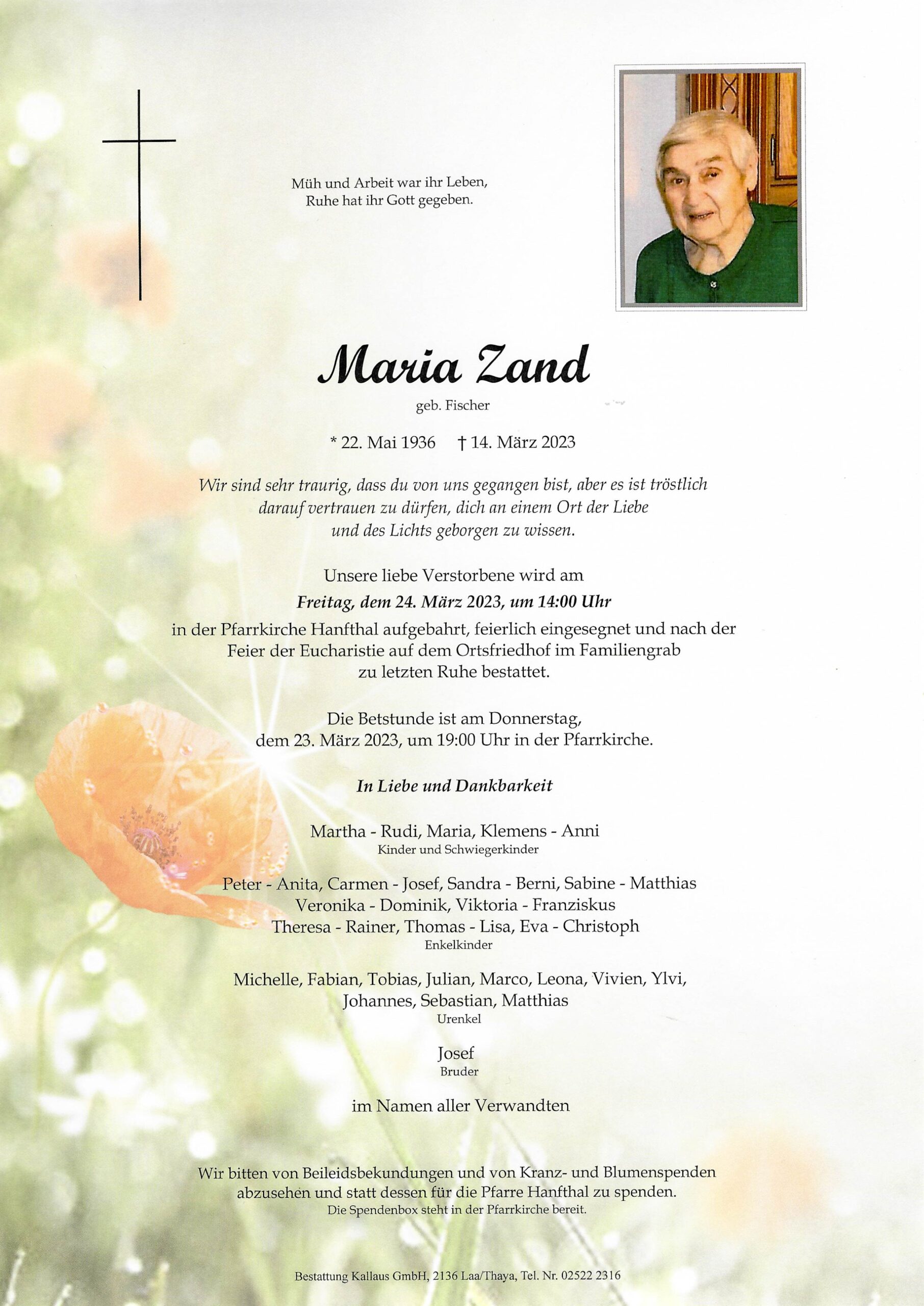 Maria Zand Bestattung Kallaus